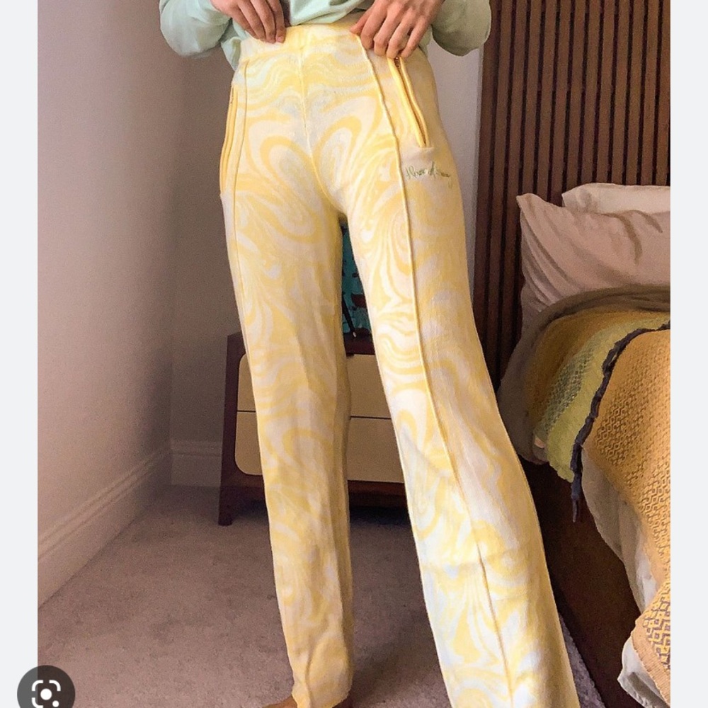 House of Sunny retro swirl pattern light yellow pants 4